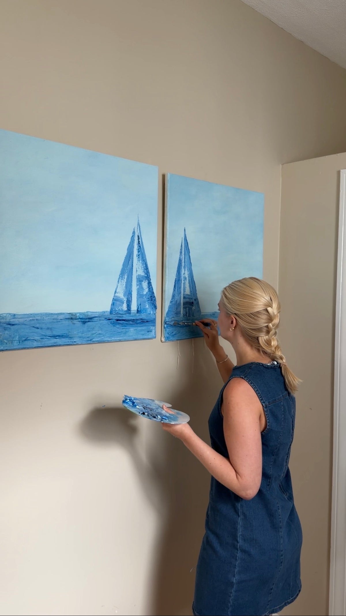 “Twin Sails Part II” 24x24 acrylic painting
