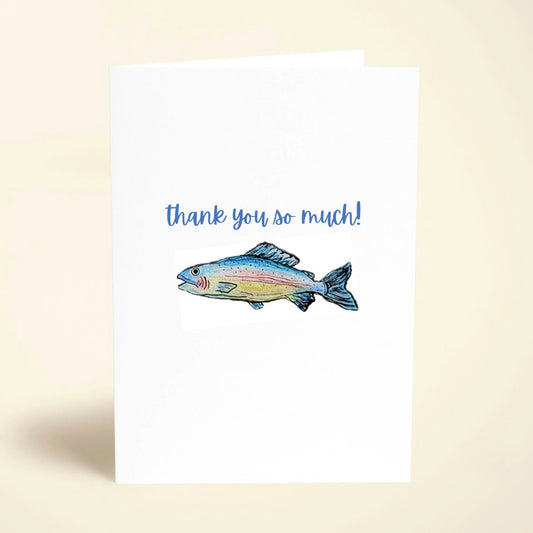 5 Pack Blue Fish Thank You Cards
