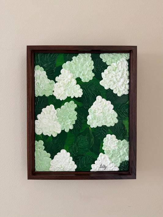 8x10 Limelight Hydrangeas Framed Acrylic Painting