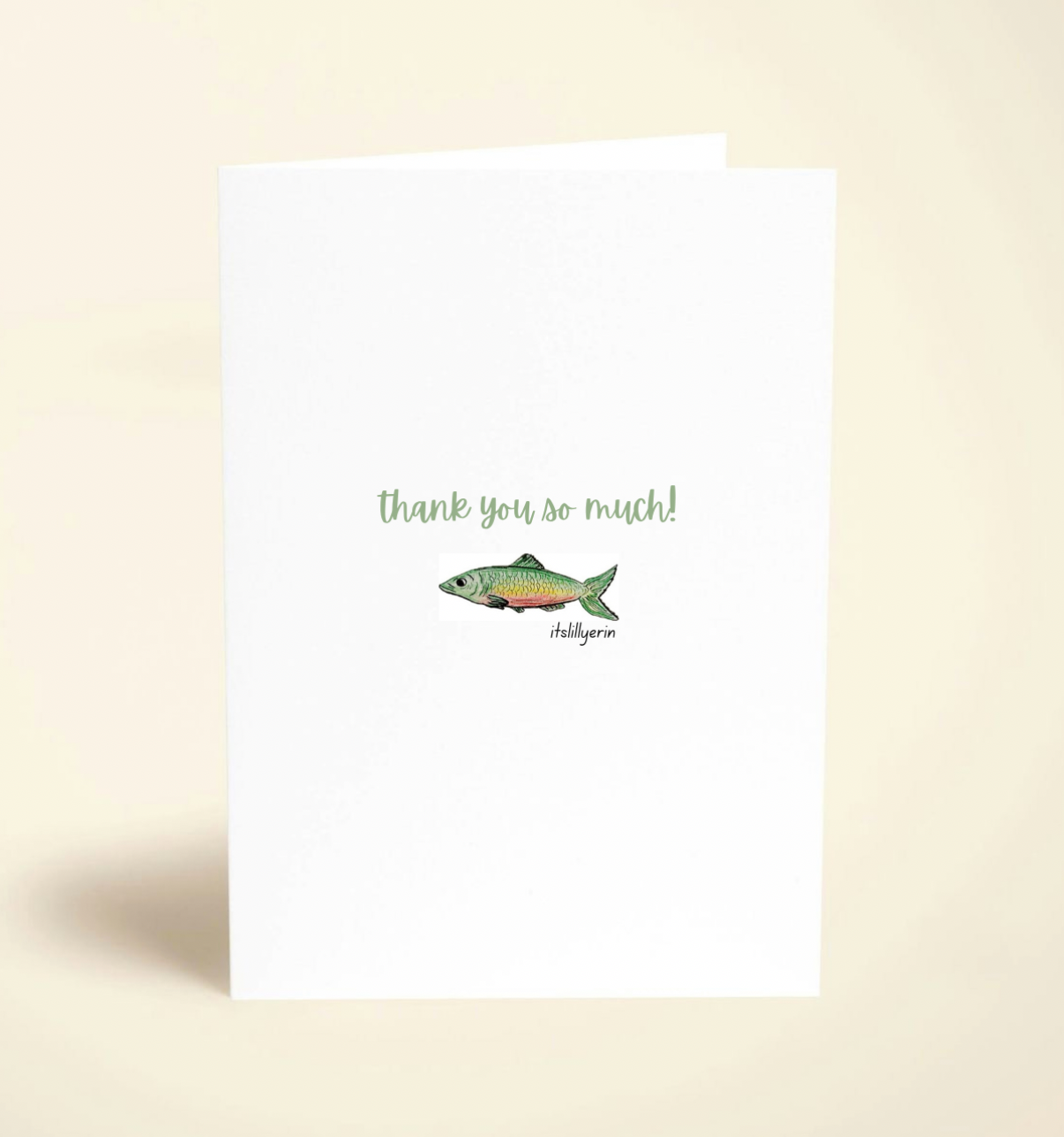 5 Pack Green Fish Thank You Cards