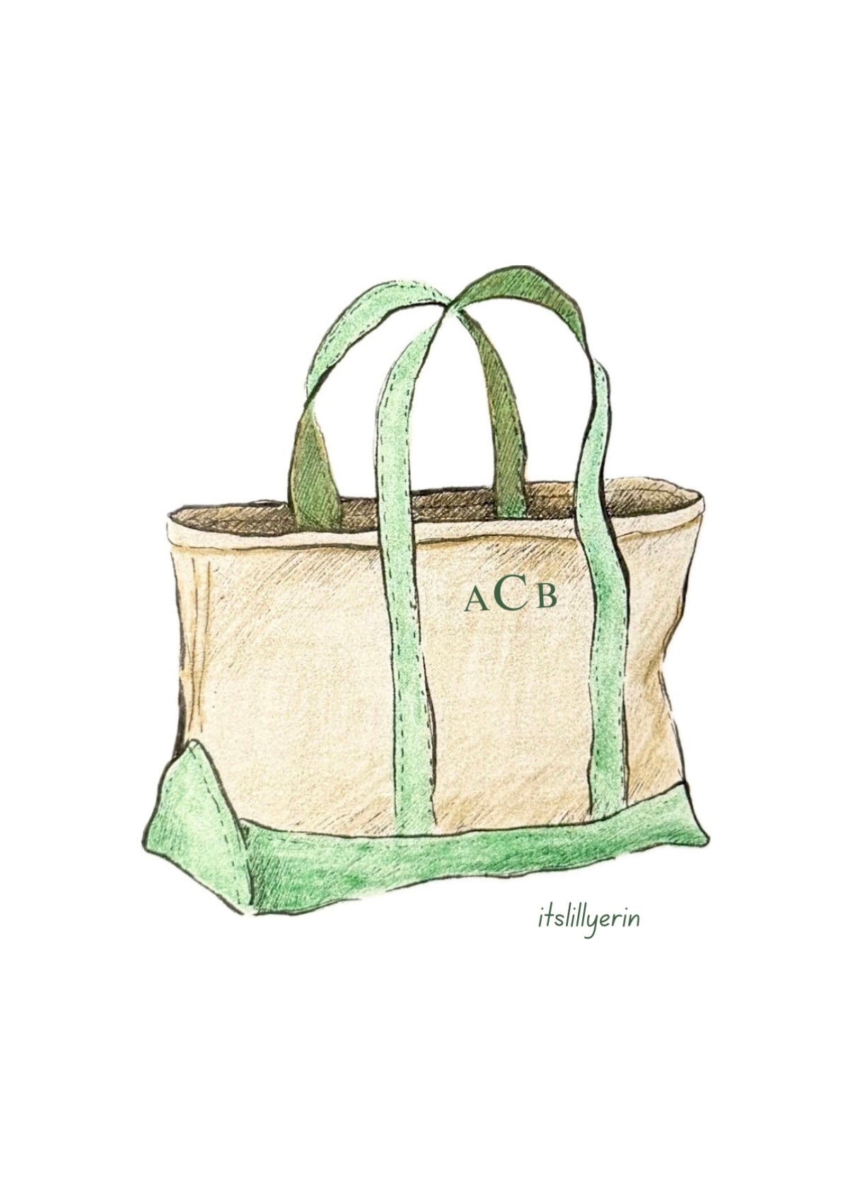 Personalized 4x6 Tote Drawing Print