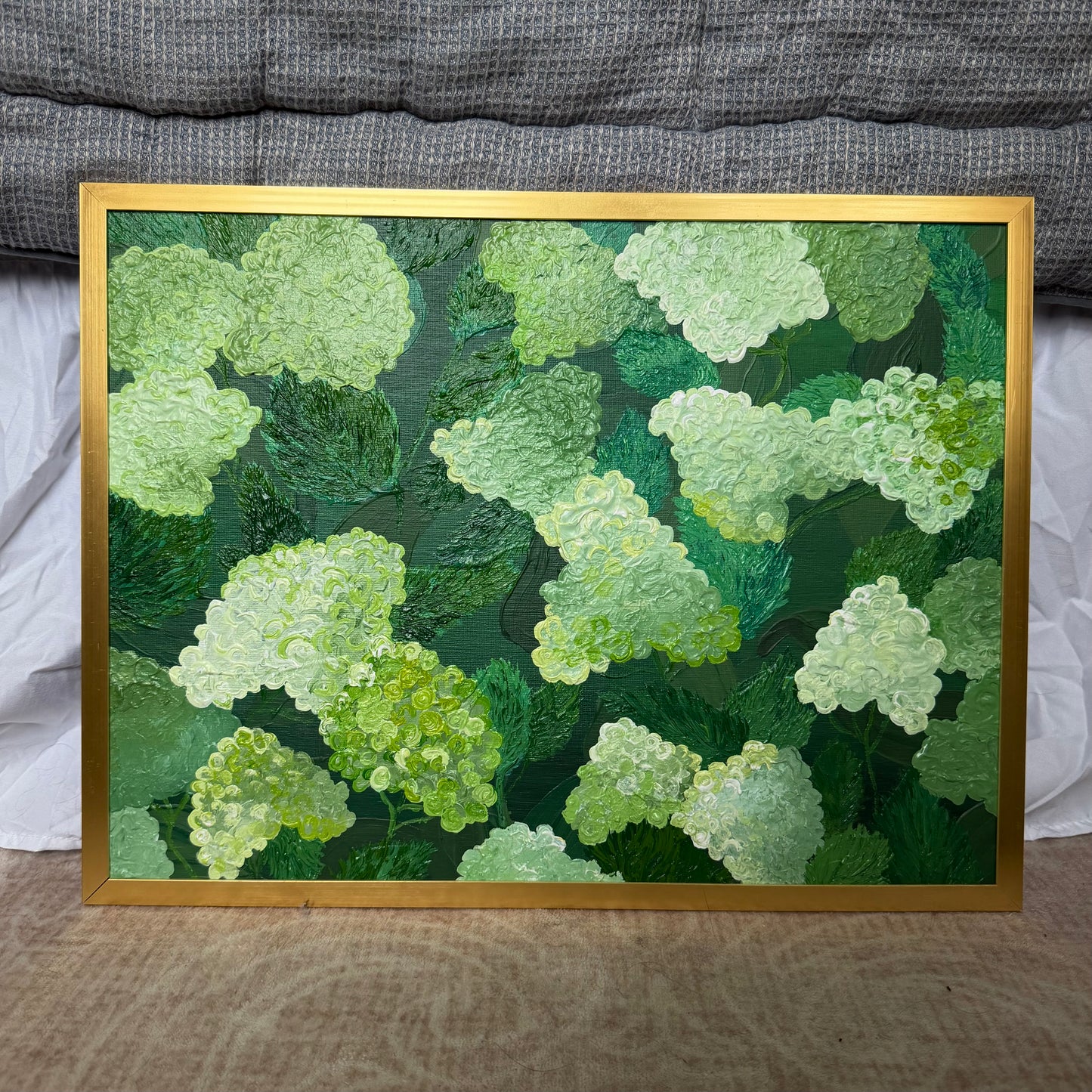 Limelight Hydrangeas Framed Acrylic Painting