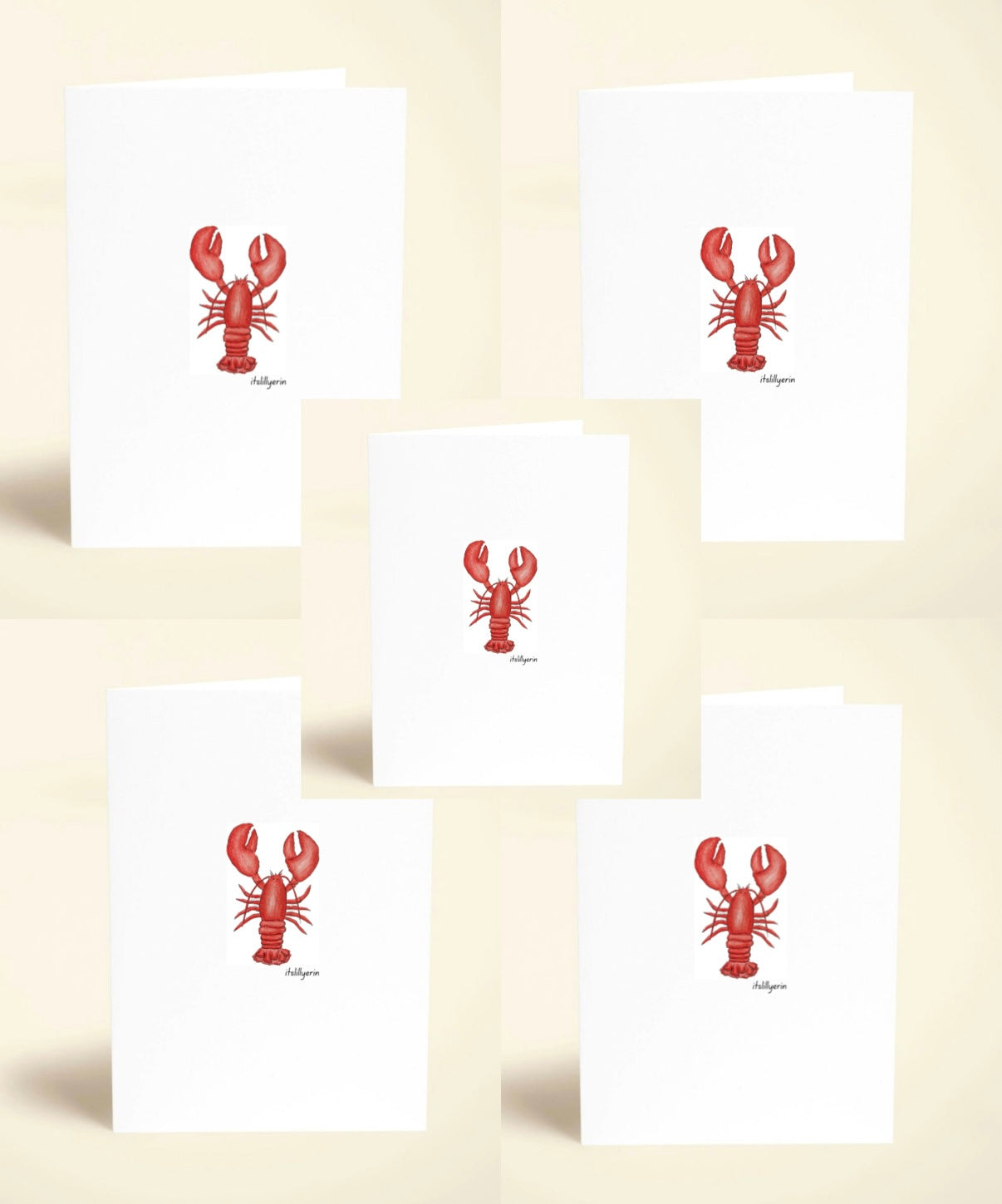 5 Pack Lobster Greeting Cards