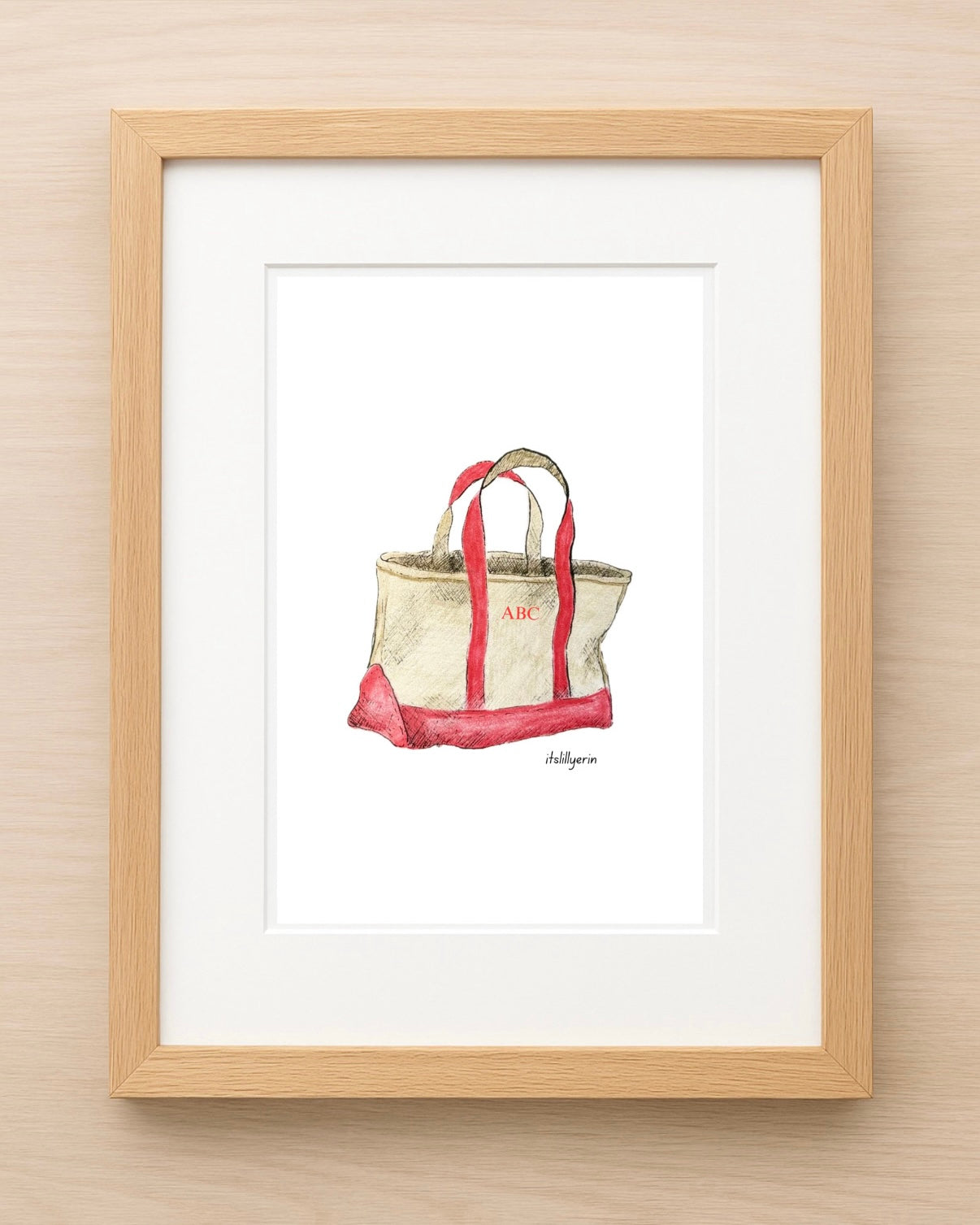 Personalized 4x6 Tote Drawing Print