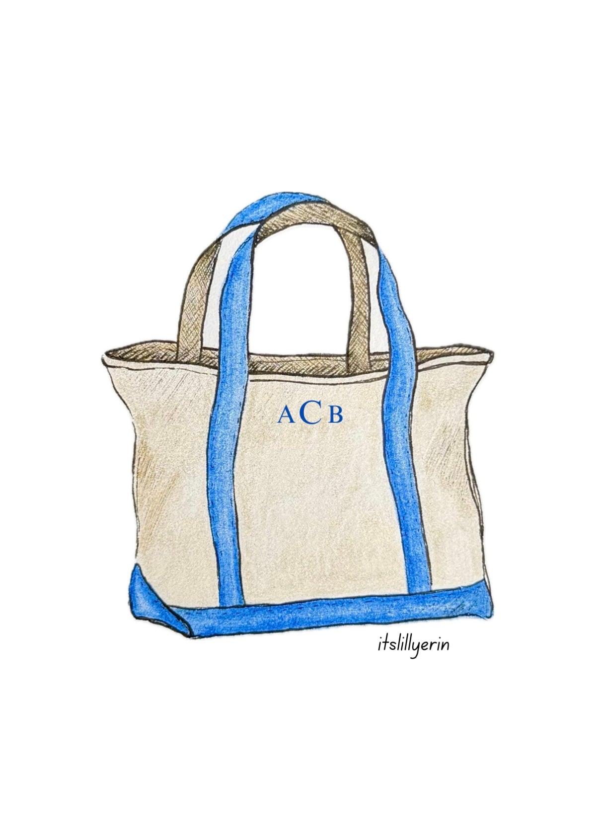 Personalized 4x6 Tote Drawing Print