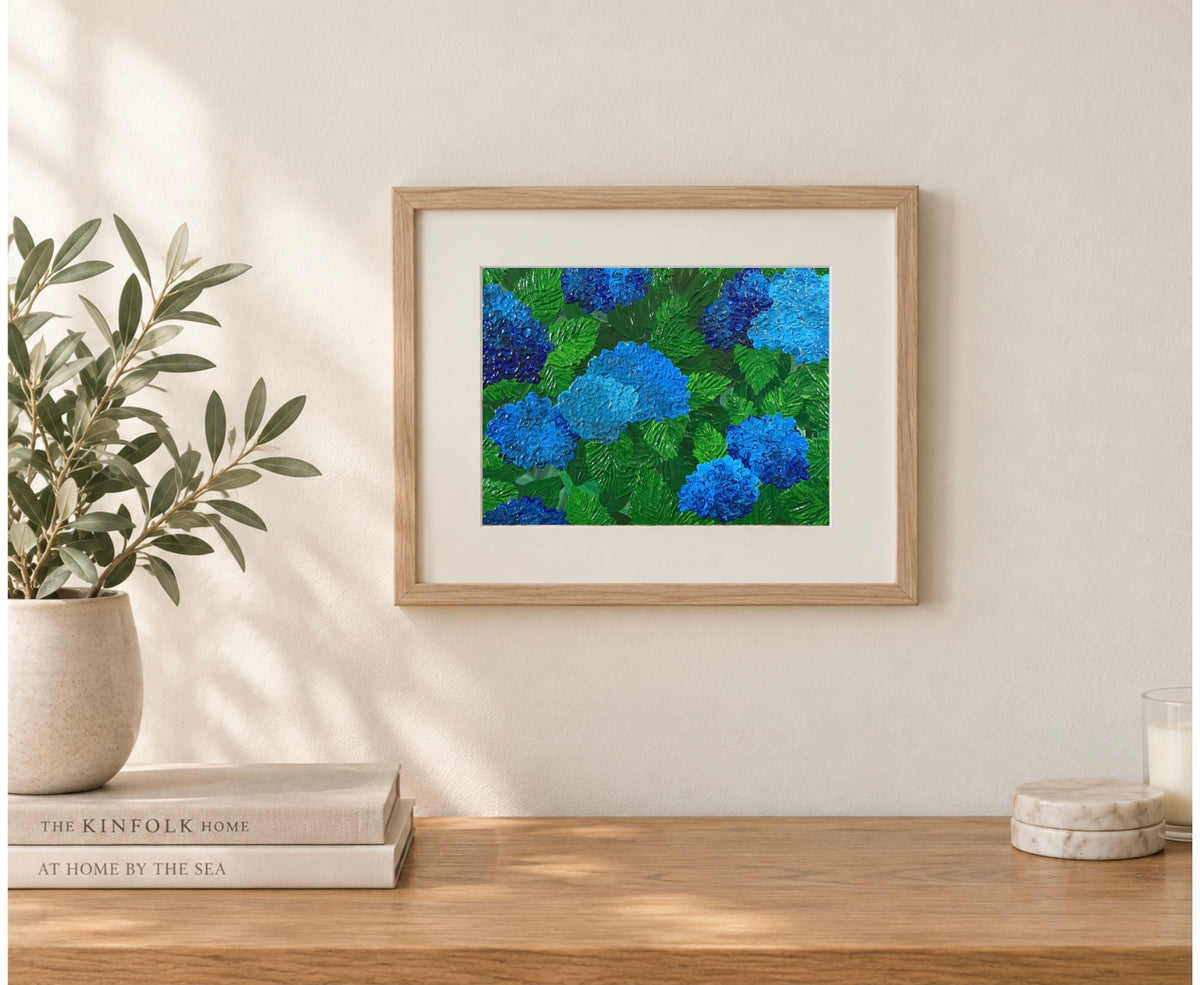 8x10 Print of Blue Heaven Hydrangeas Original Painting