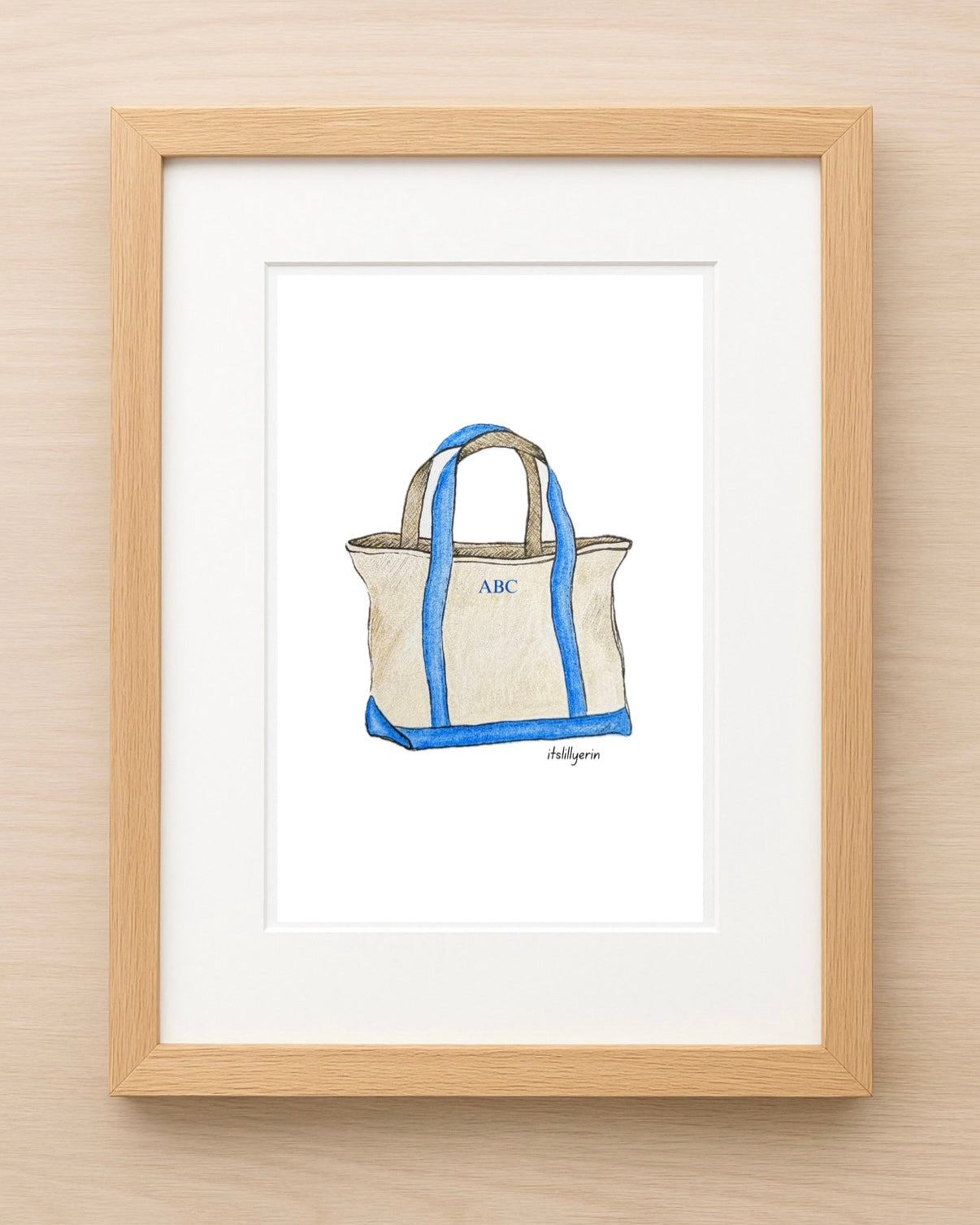 Personalized 4x6 Tote Drawing Print